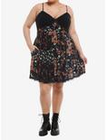 Cosmic Aura® Celestial Patchwork Slip Dress Plus Size, BLACK, alternate