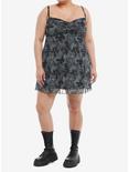 Cosmic Aura® Dark Butterfly Floral Mesh Cami Dress Plus Size, BLACK, alternate