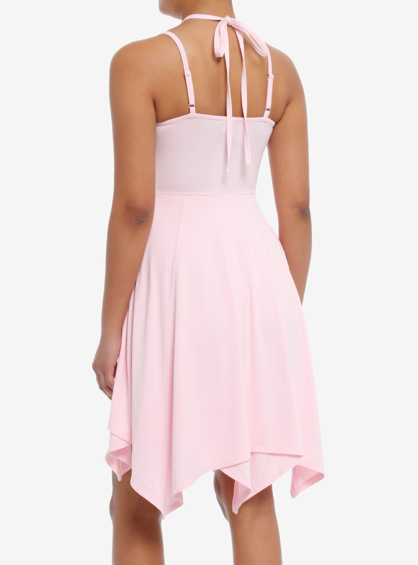 Thorn & Fable® Pink Halter Hanky Hem Dress, PINK, alternate