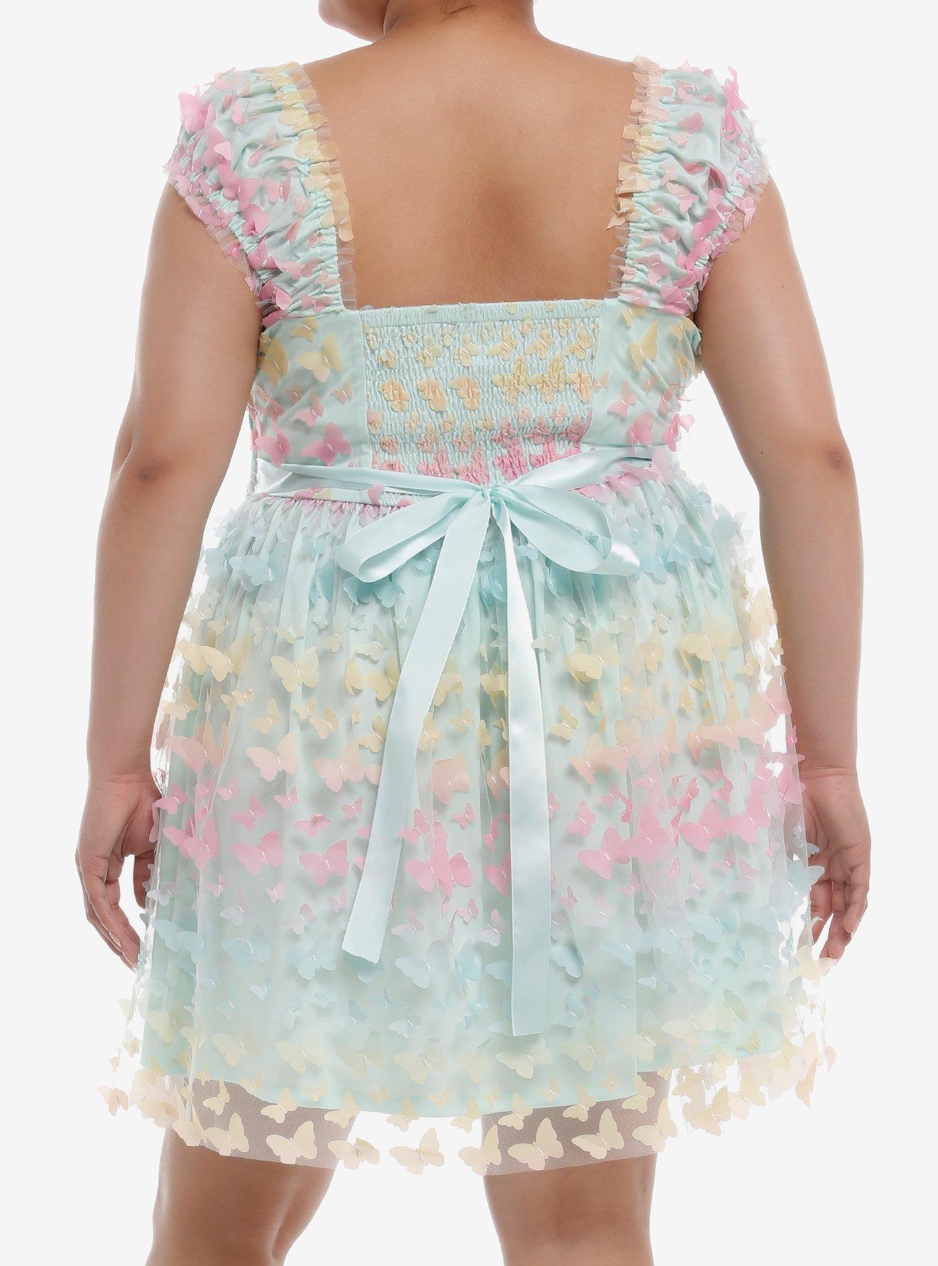 Thorn & Fable® Pastel Rainbow Butterfly Dress Plus