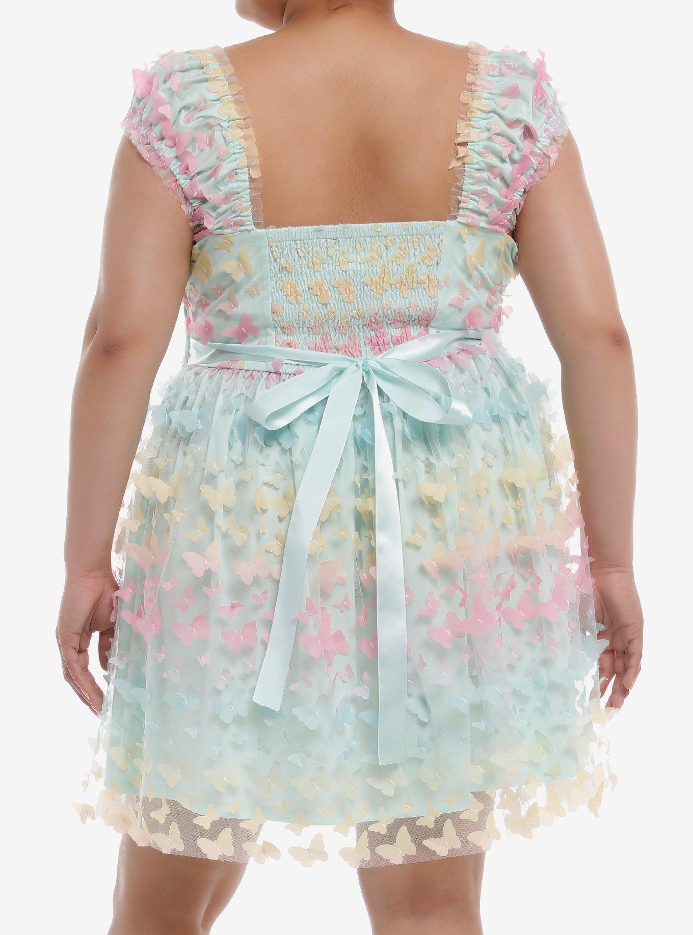 Thorn & Fable® Pastel Rainbow Butterfly Dress Plus Size