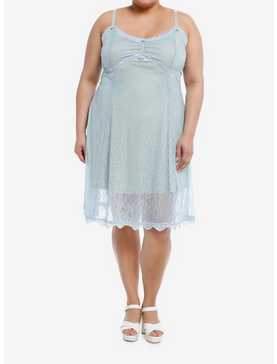 Thorn & Fable® Baby Blue Rosette Lace Cami Dress Plus Size, , hi-res