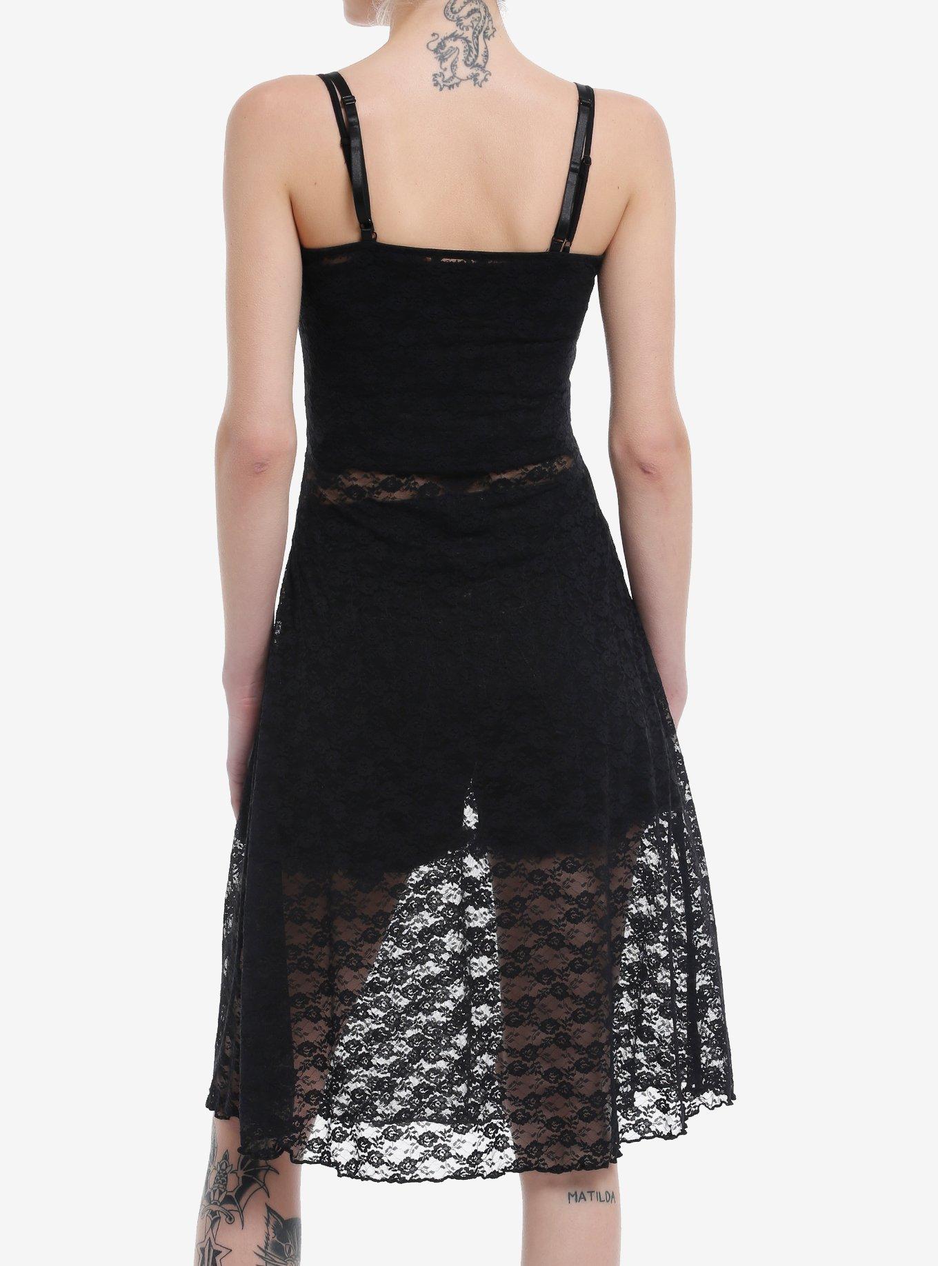 Cosmic Aura Black Lace Sheer Cami Slip Dress