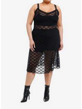 Cosmic Aura® Black Lace Sheer Cami Slip Dress Plus Size, , hi-res
