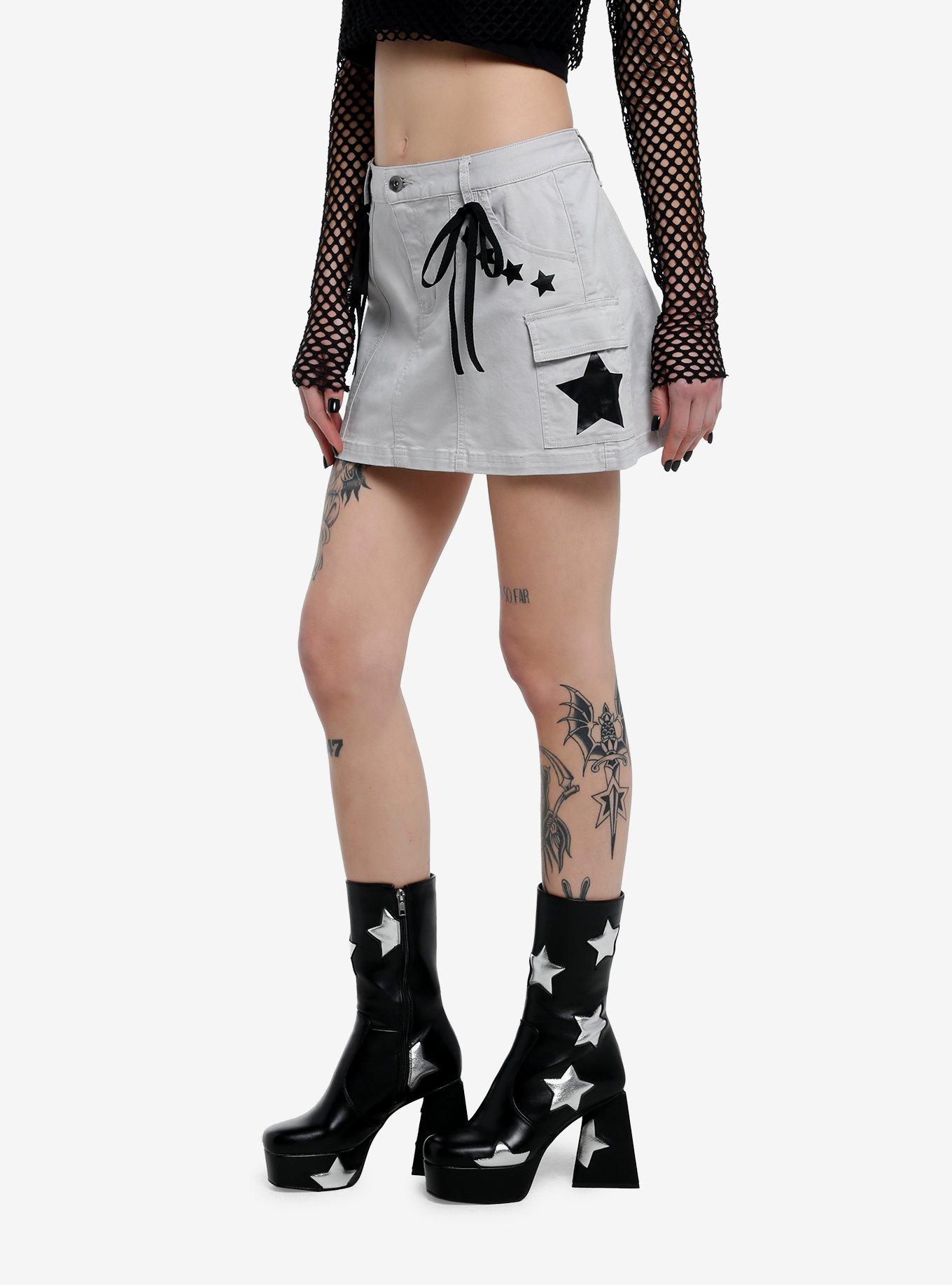 Social Collision Grey & Black Star Skort, BLACK, alternate