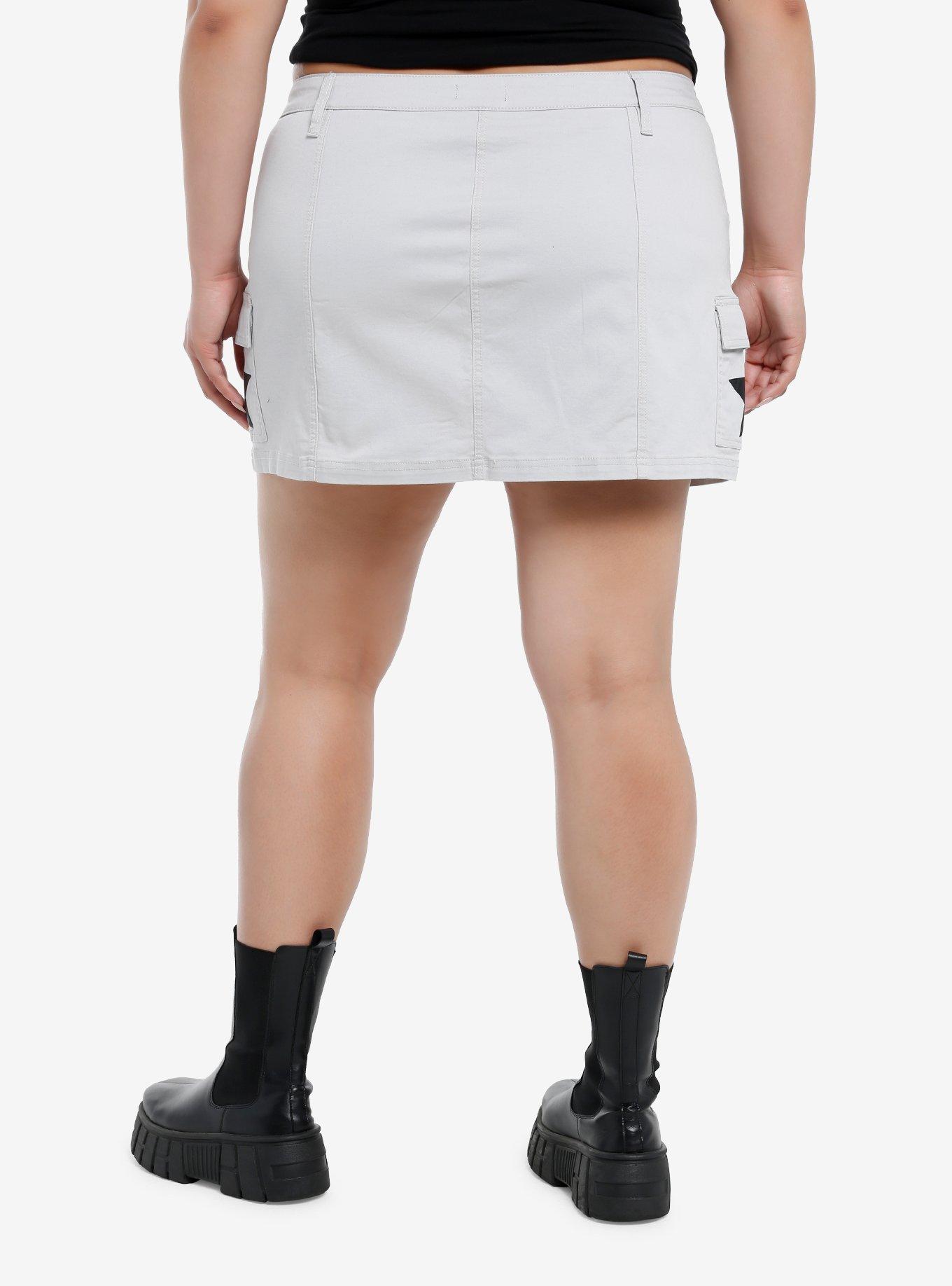 Social Collision Grey & Black Star Skort Plus Size, BLACK, alternate