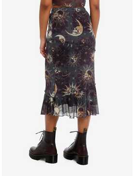 Cosmic Aura® Celestial Skull Asymmetrical Midi Skirt, , hi-res