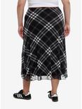 Social Collision® Black & White Plaid Mesh Midi Skirt Plus Size, , alternate
