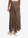 Thorn & Fable Brown Ruffle Maxi Skirt, BROWN, alternate