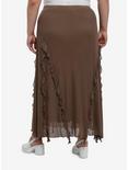 Thorn & Fable Brown Ruffle Maxi Skirt Plus Size, BROWN, alternate