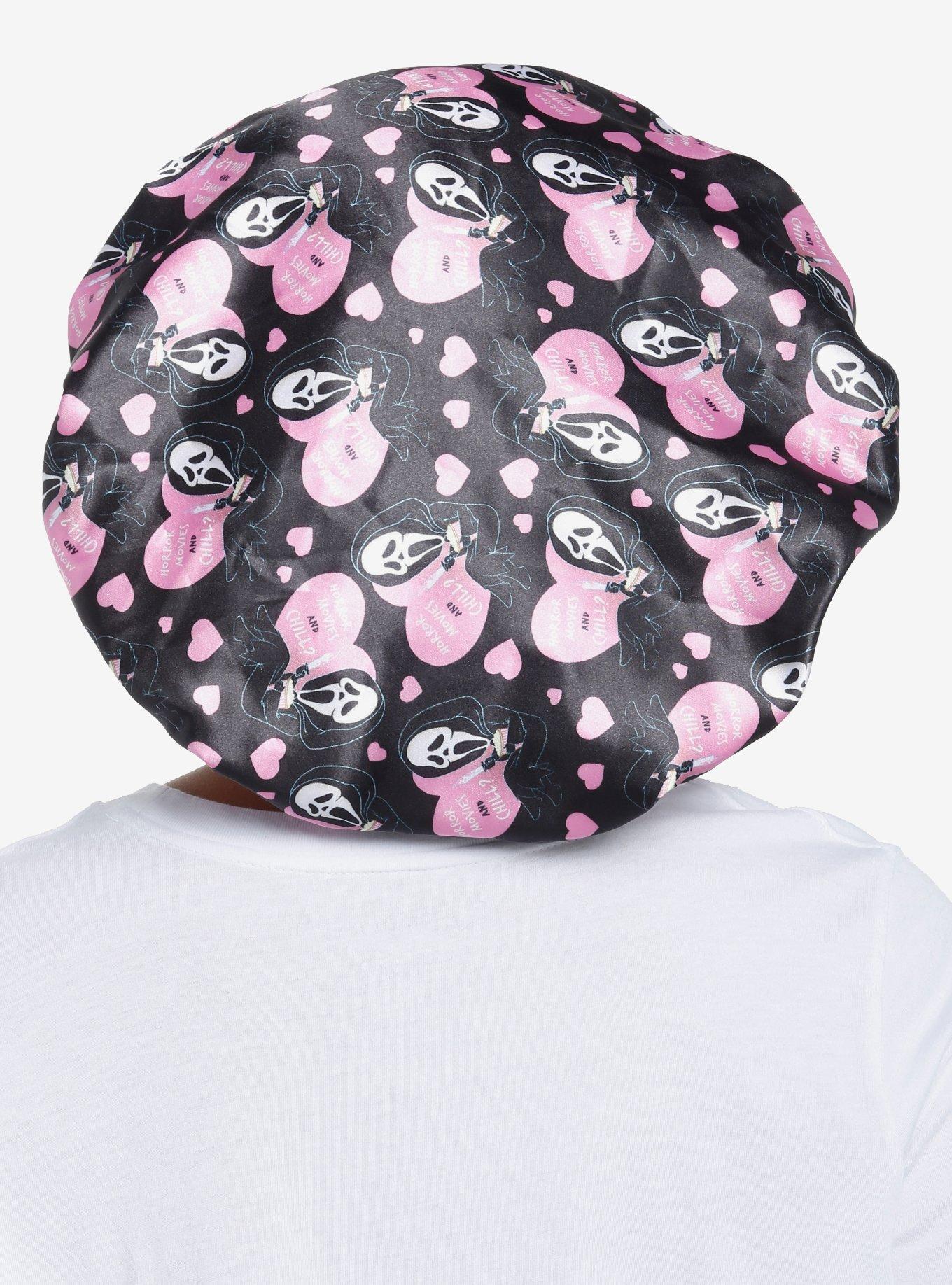 Scream Ghost Face Hearts Allover Print Satin Bonnet