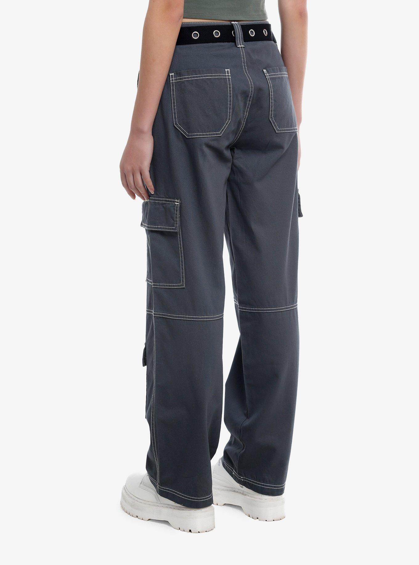 Blue Side Chain Carpenter Pants With Belt