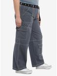 Blue Side Chain Carpenter Pants With Belt Plus Size, BLACK, alternate