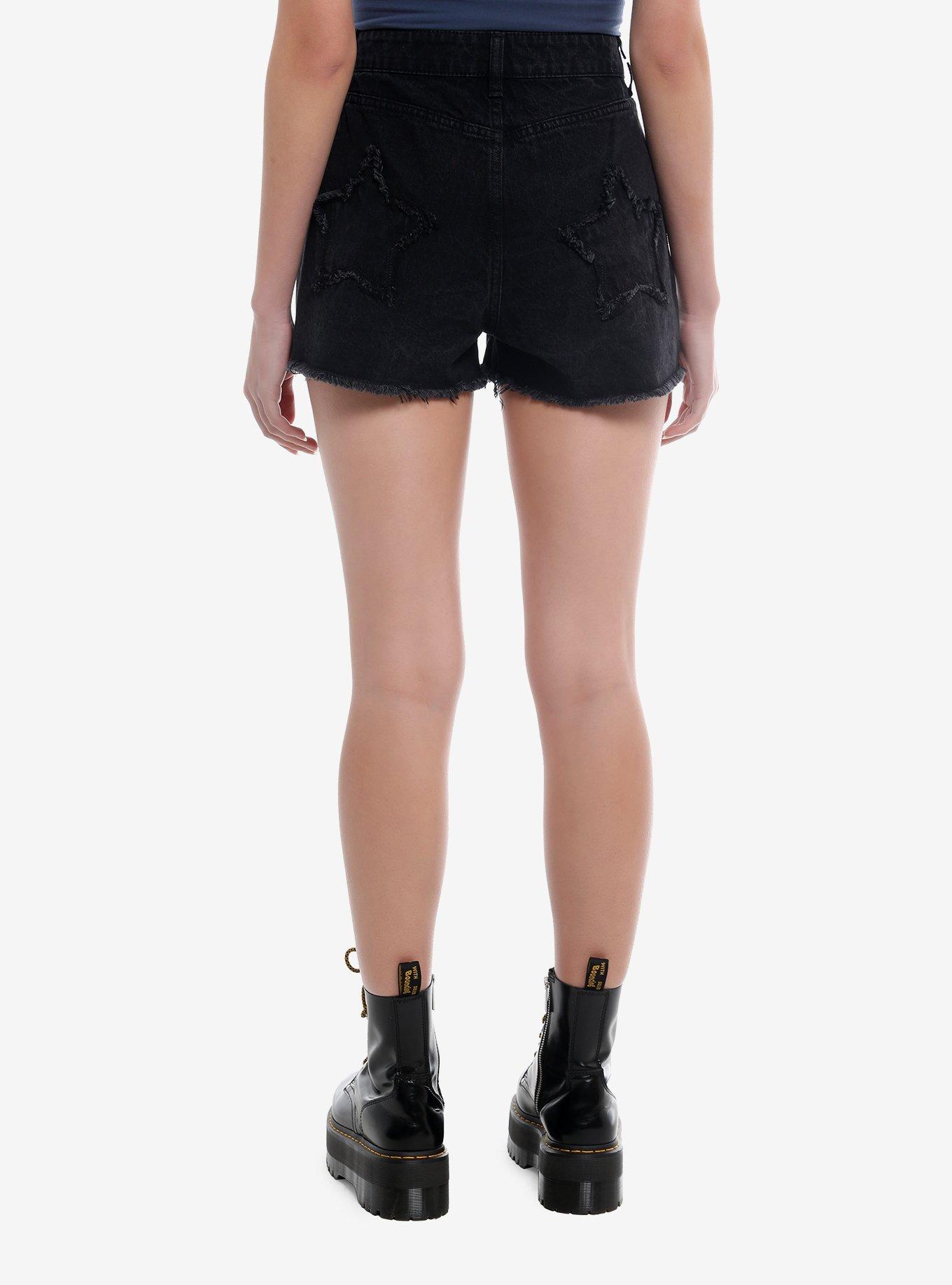 Social Collision® Black Star Patch Girls Denim Shorts