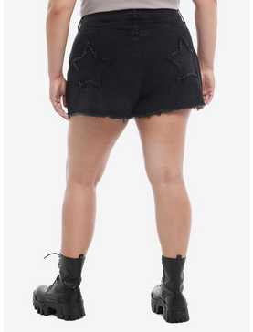 Social Collision® Black Star Patch Girls Denim Shorts Plus Size, , hi-res
