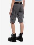 Grey Cargo Shorts With Grommet Belt, DARK BLUE, alternate