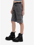 Grey Cargo Shorts With Grommet Belt, DARK BLUE, alternate