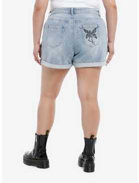 Thorn & Fable Skull Fairy High-Waisted Denim Shorts Plus Size, , hi-res