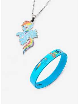 My Little Pony Rainbow Dash Necklace & Silicone Bracelet Set, , hi-res