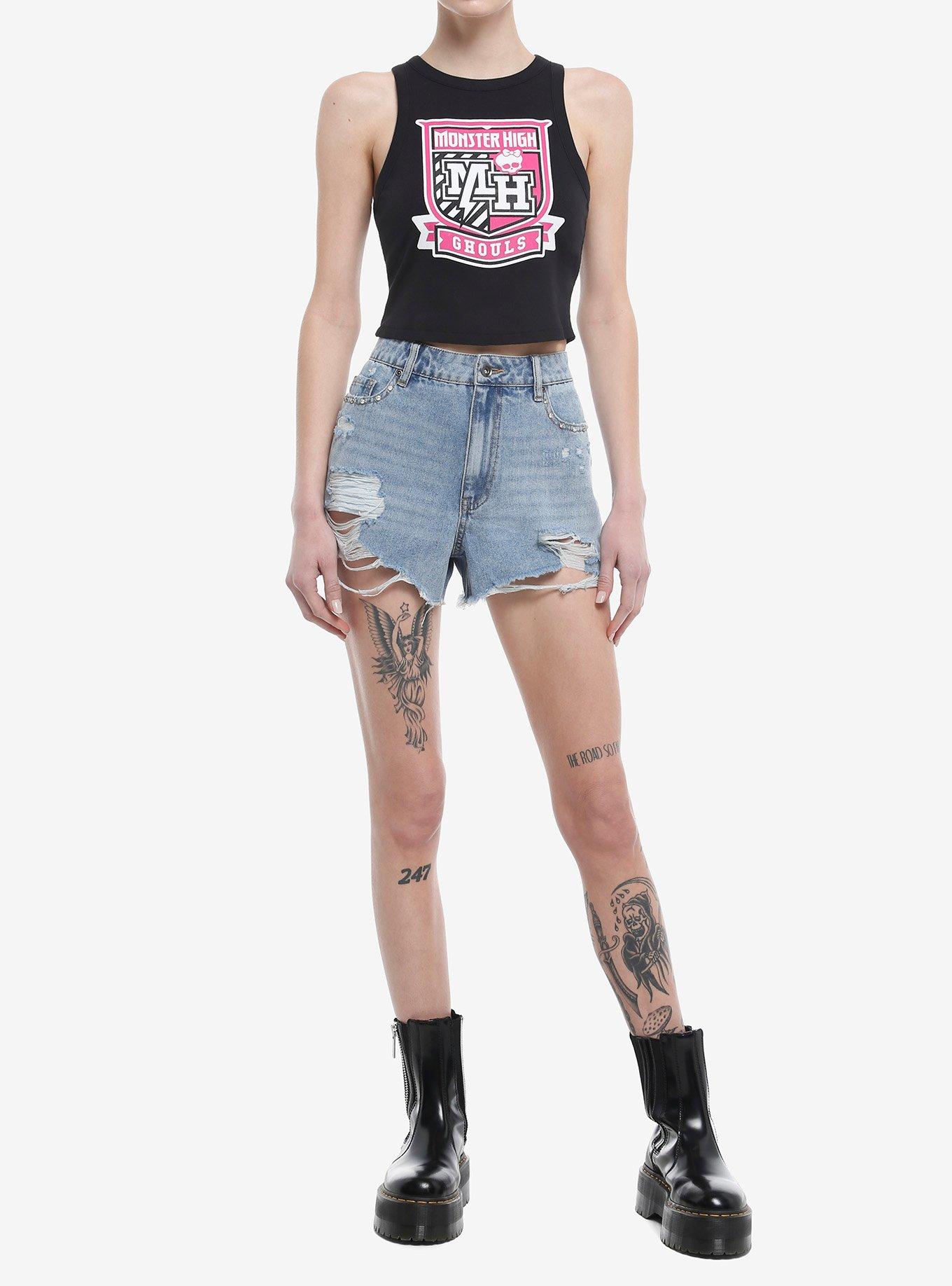 Monster High Ghouls Crest Girls Crop Tank Top, MULTI, alternate