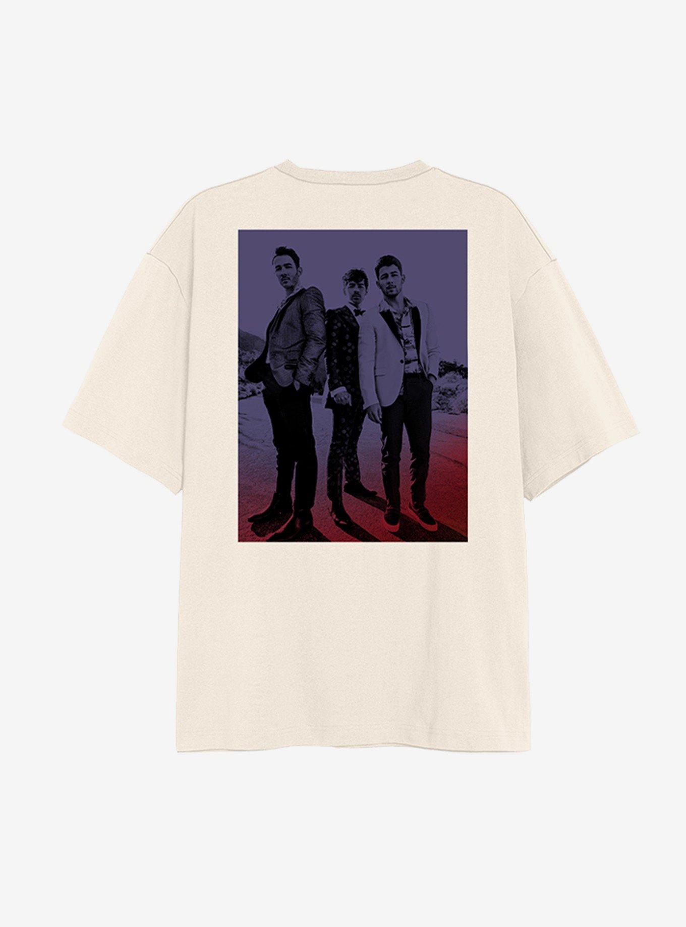 Jonas Brothers Logo Photo Boyfriend Fit Girls T-Shirt, CREAM, alternate