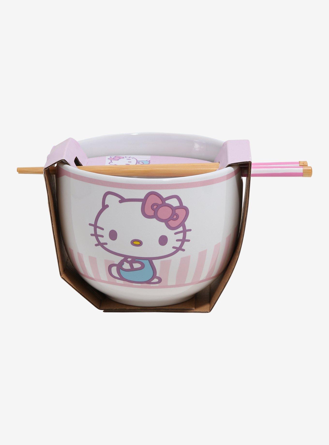Hello Kitty Striped Ramen Bowl With Chopsticks, , alternate