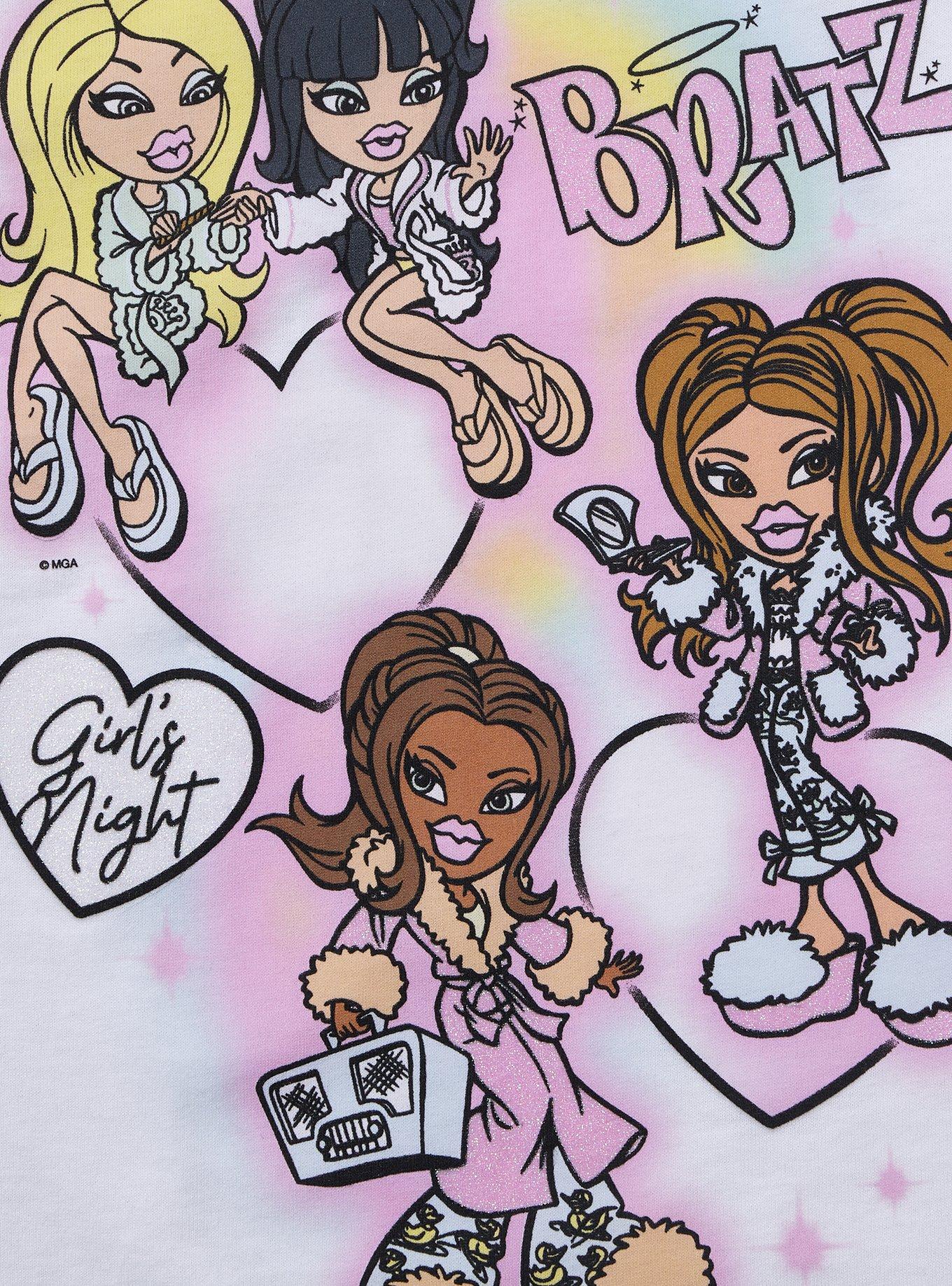 Bratz Slumber Party Heart Glitter Girls Oversized T-Shirt, MULTI, alternate