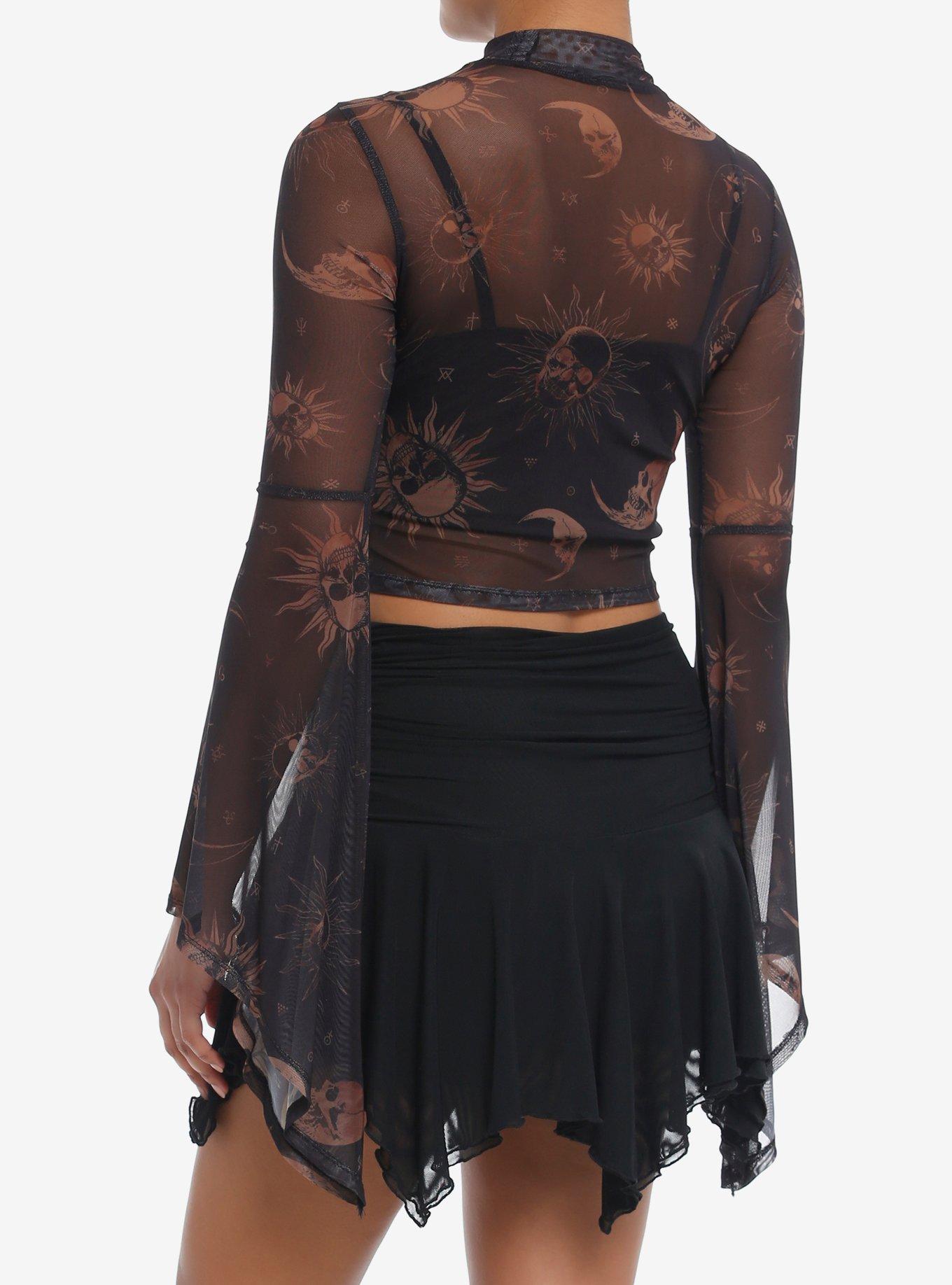 Cosmic Aura Skull Celestial Girls Twofer Mesh Top