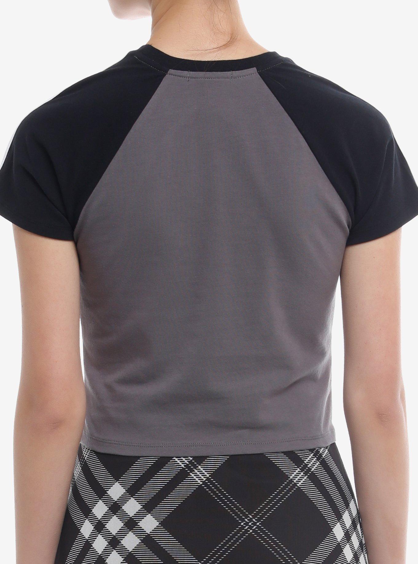 Social Collision Go Away Color-Block Girls Raglan T-Shirt, BLACK, alternate