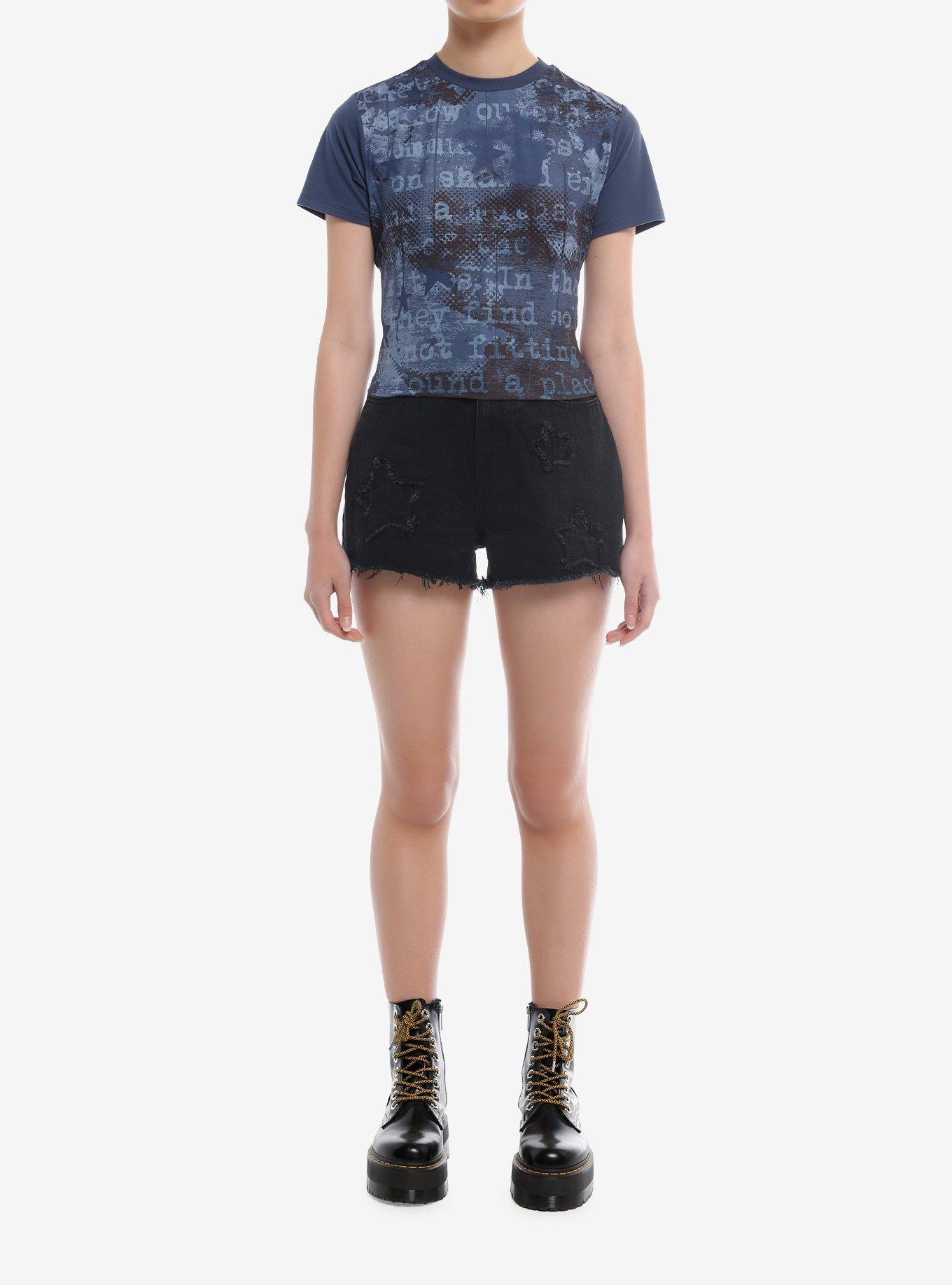 Social Collision® Blue Text Girls Crop T-Shirt, , hi-res