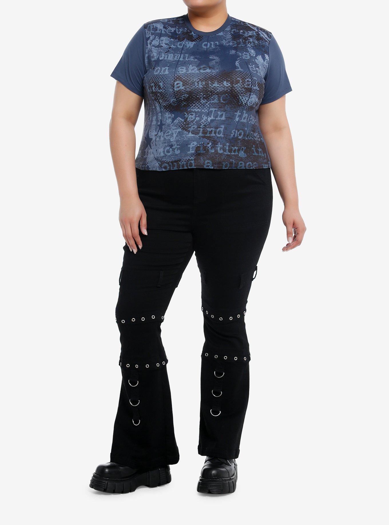 Social Collision Blue Text Girls Crop T-Shirt Plus Size