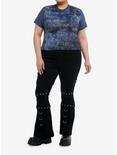 Social Collision® Blue Text Girls Crop T-Shirt Plus Size, BLACK, alternate