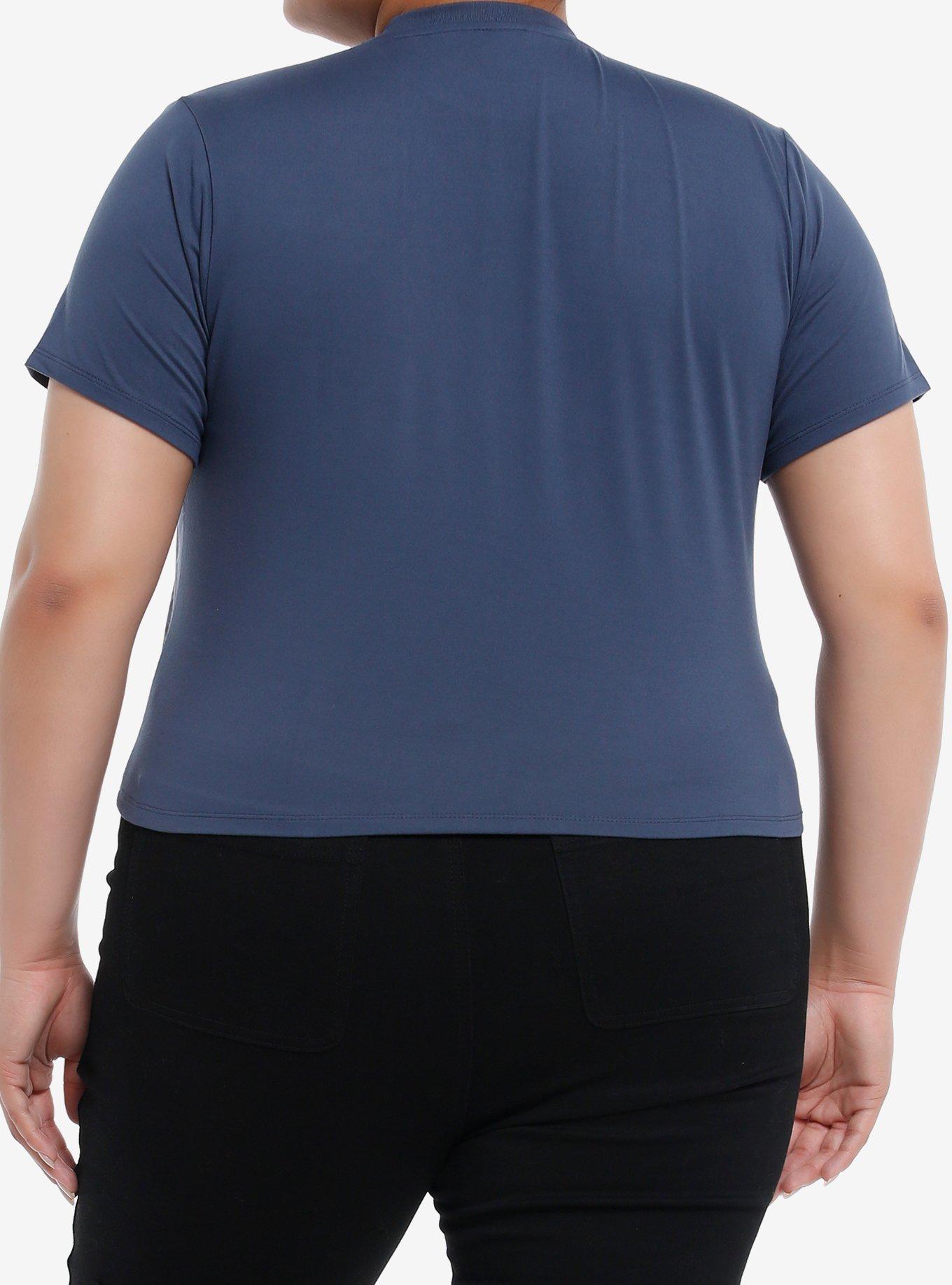 Social Collision Blue Text Girls Crop T-Shirt Plus Size