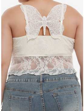 Thorn & Fable® White Lace Butterfly Girls Cami Plus Size, , hi-res