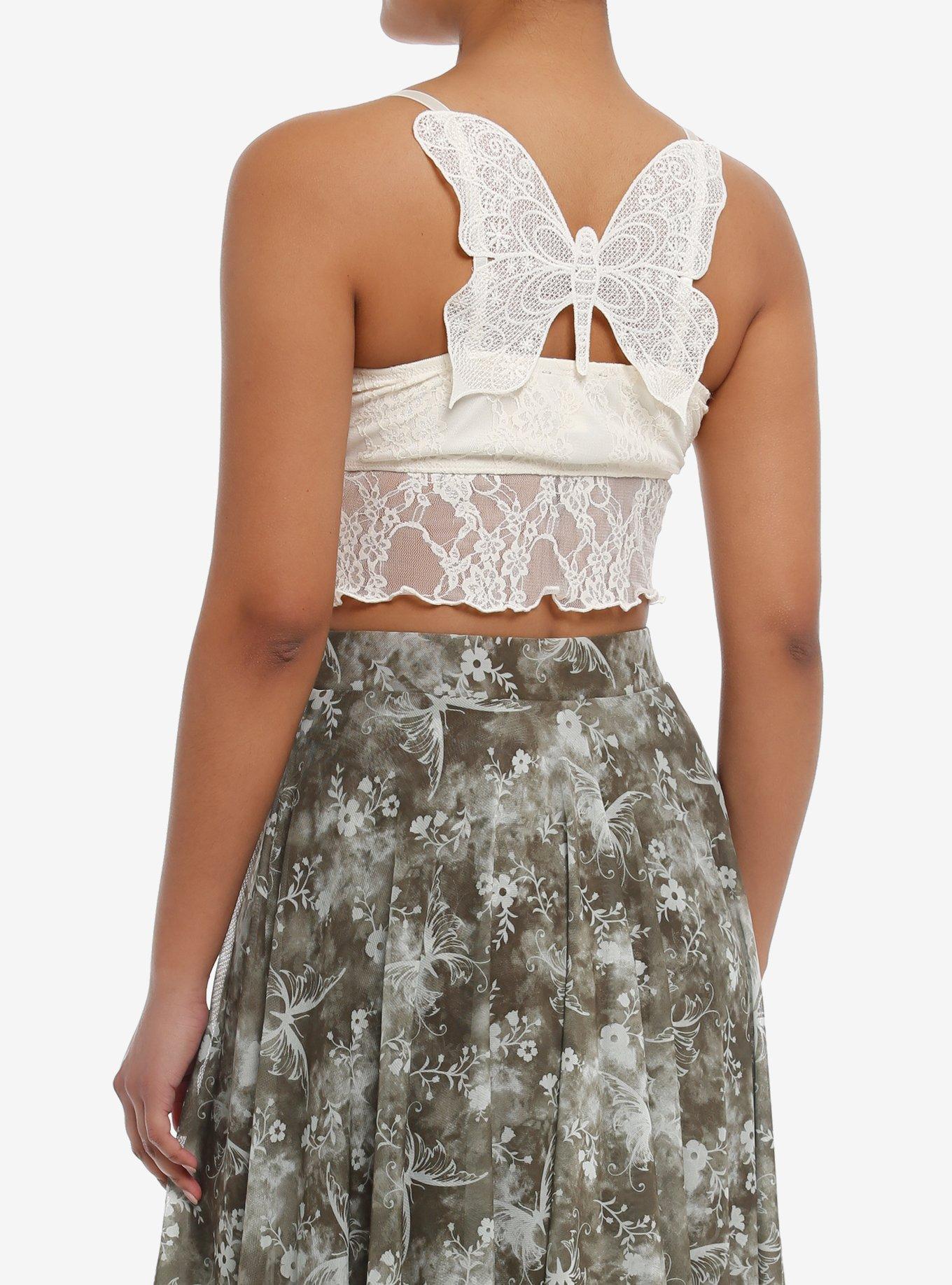 Thorn & Fable® White Lace Butterfly Girls Cami