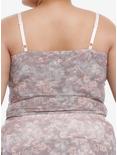Thorn & Fable Pink & Brown Floral Mesh Girls Tank Top Plus Size, PINK, alternate
