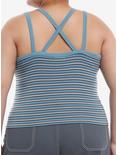 Social Collision® Blue & Grey Stripe Stars Double-Strap Girls Tank Top Plus Size, GREY, alternate