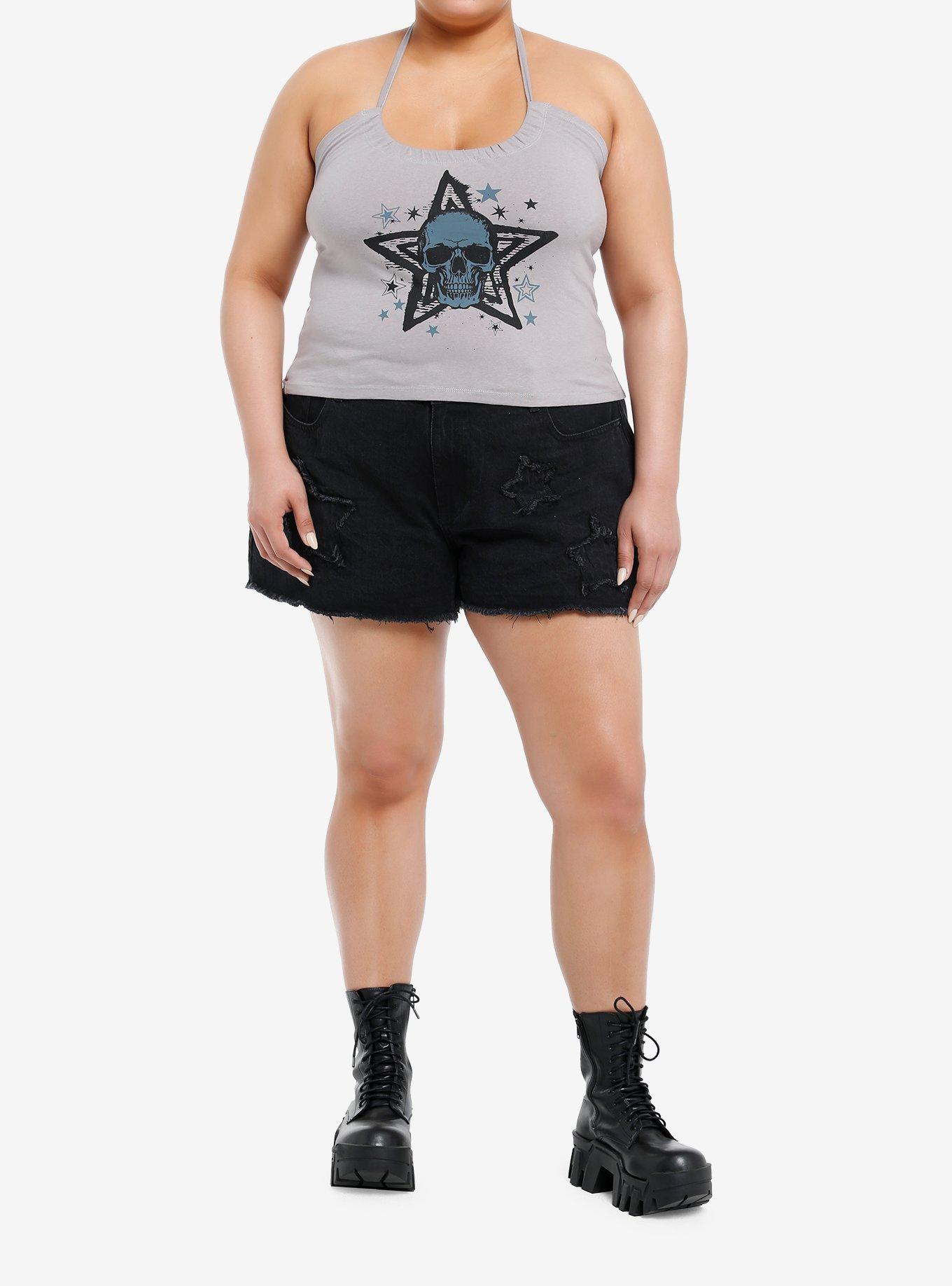 Social Collision Skull & Star Girls Halter Top Plus Size, , hi-res