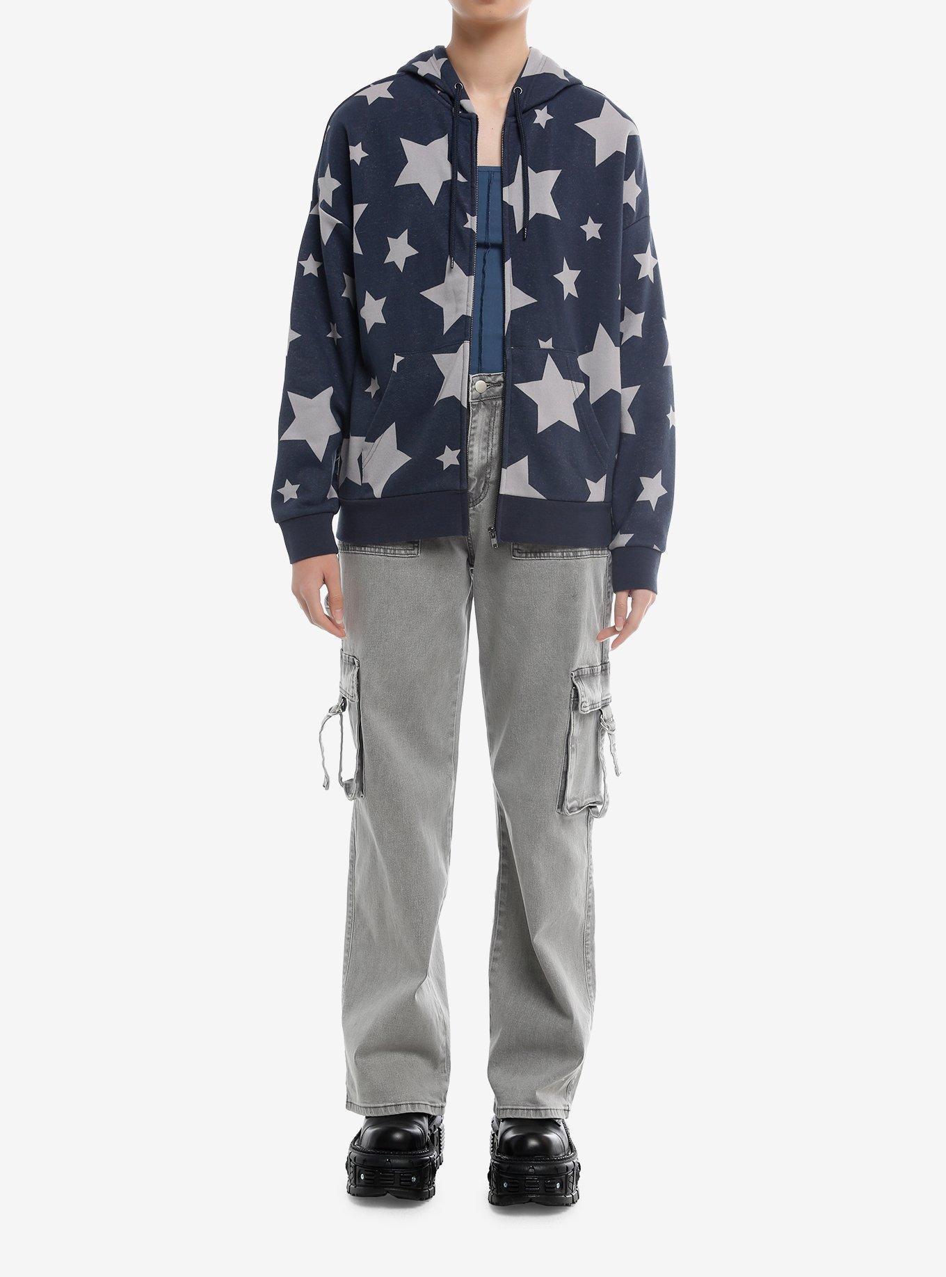 Social Collision® Dark Blue & Grey Star Girls Hoodie