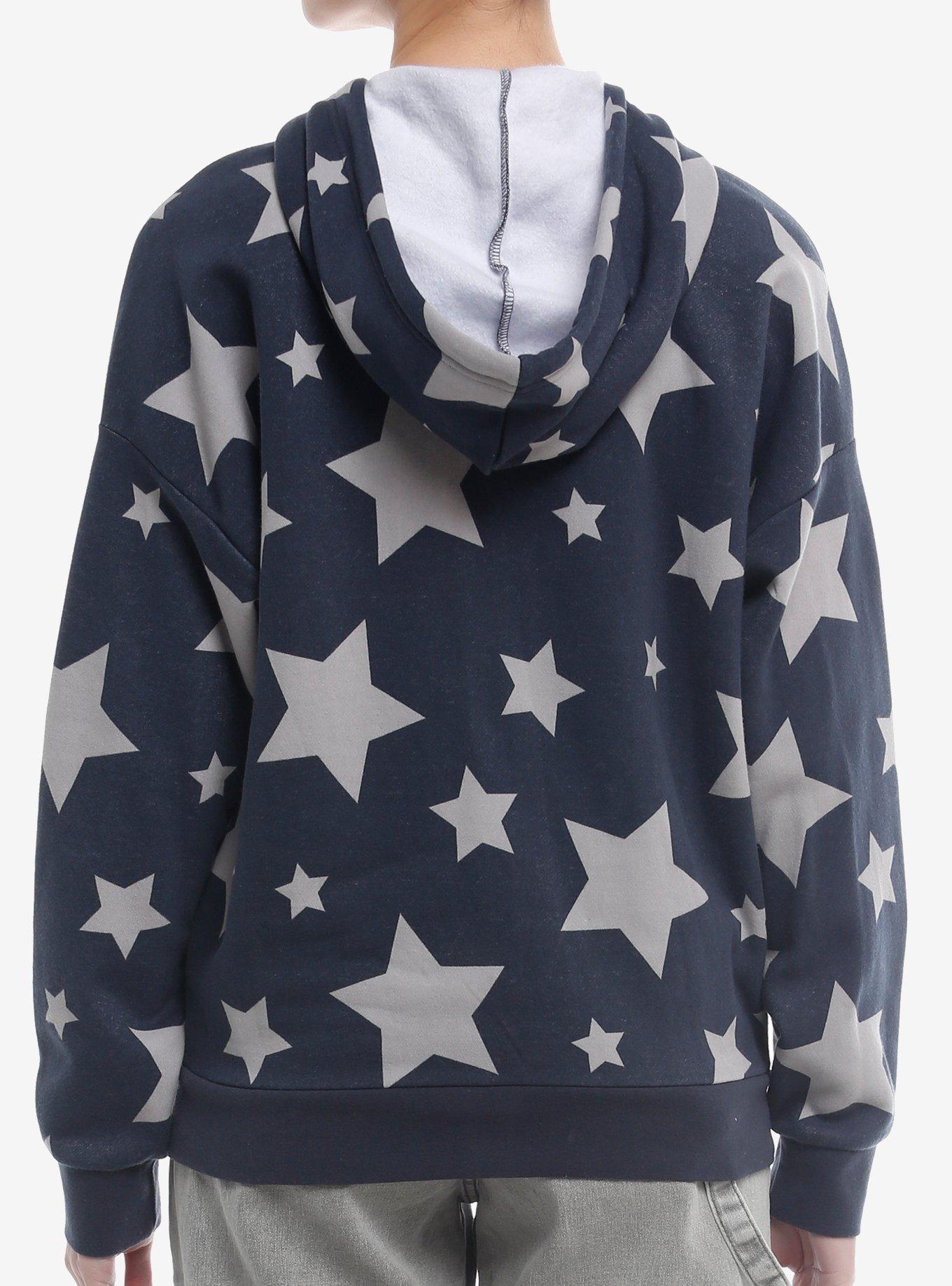 Social Collision® Dark Blue & Grey Star Girls Hoodie, GREY, alternate