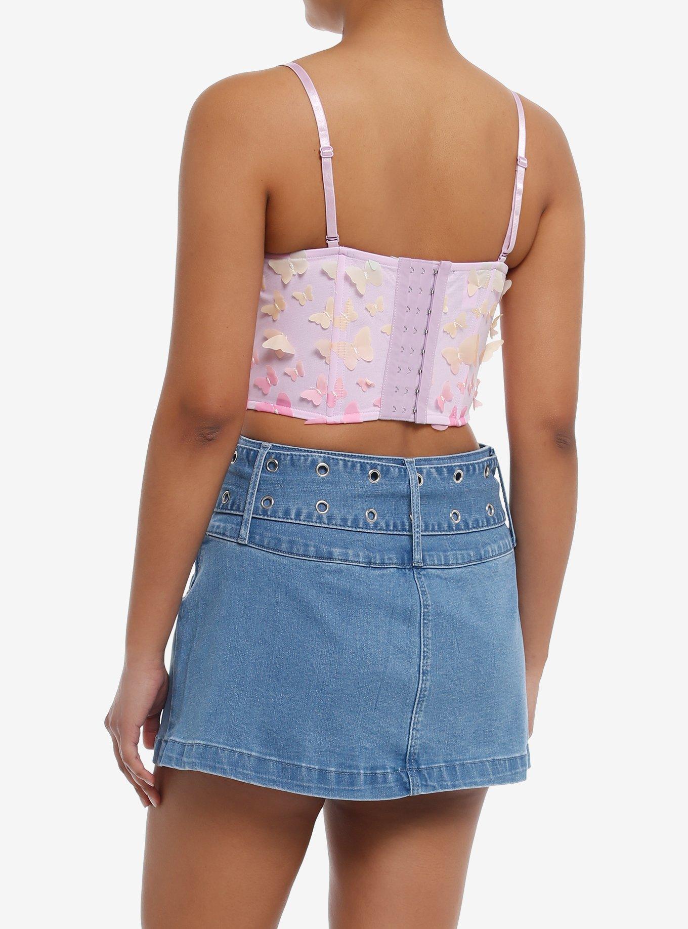 Thorn & Fable® Rainbow Butterfly Pastel Lace-Up Girls Corset Top