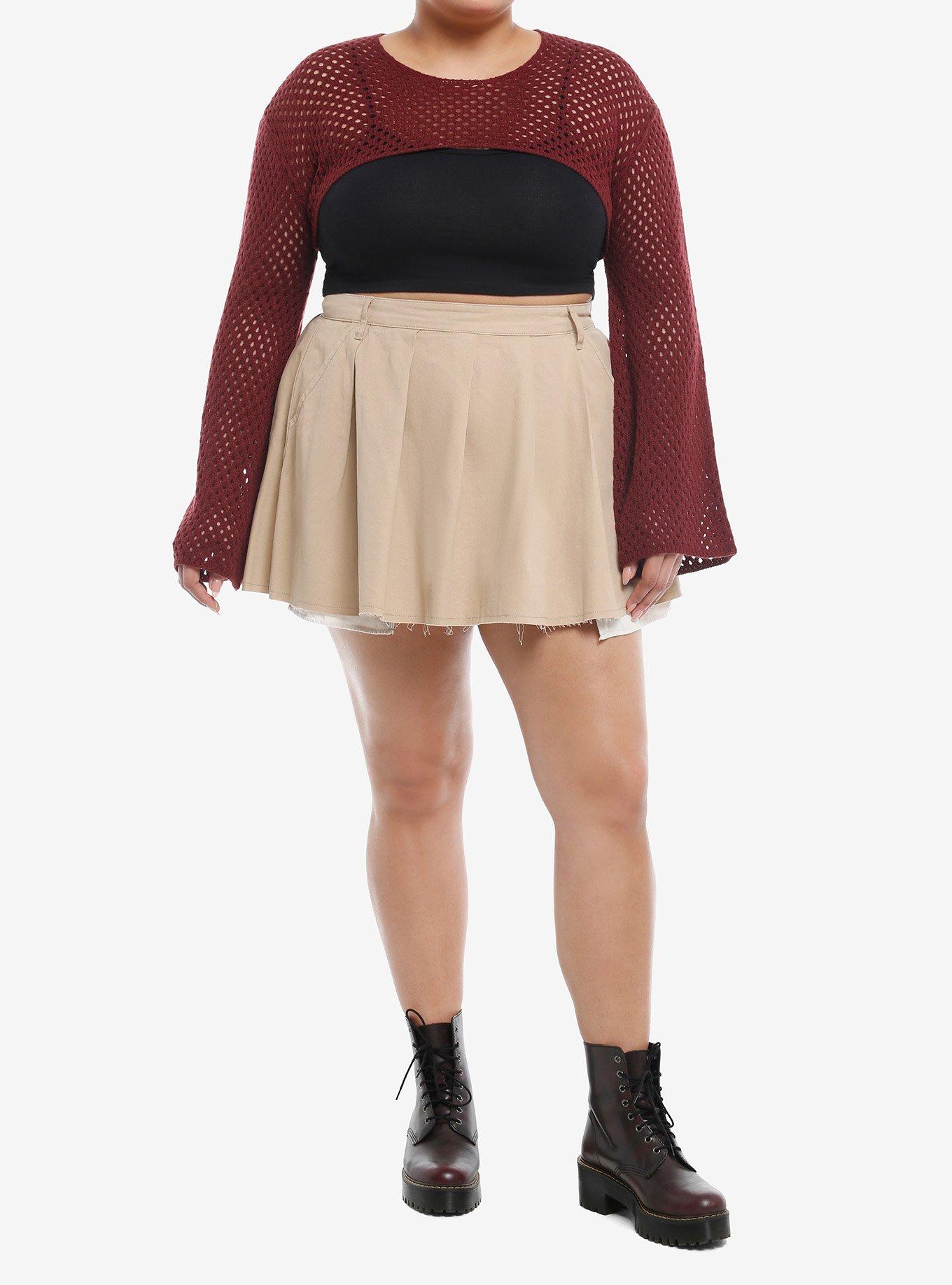 Sweet Society&reg; Burgundy Bolero Girls Crop Shrug Plus Size, BROWN, alternate