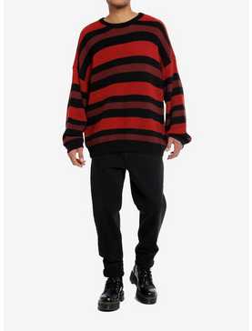 Thorn & Fable™ Red Maroon & Black Stripe Knit Sweater, , hi-res