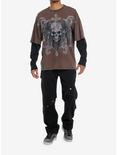 Social Collision® Skulls & Crosses Oversized Twofer Long-Sleeve T-Shirt, GREY, alternate