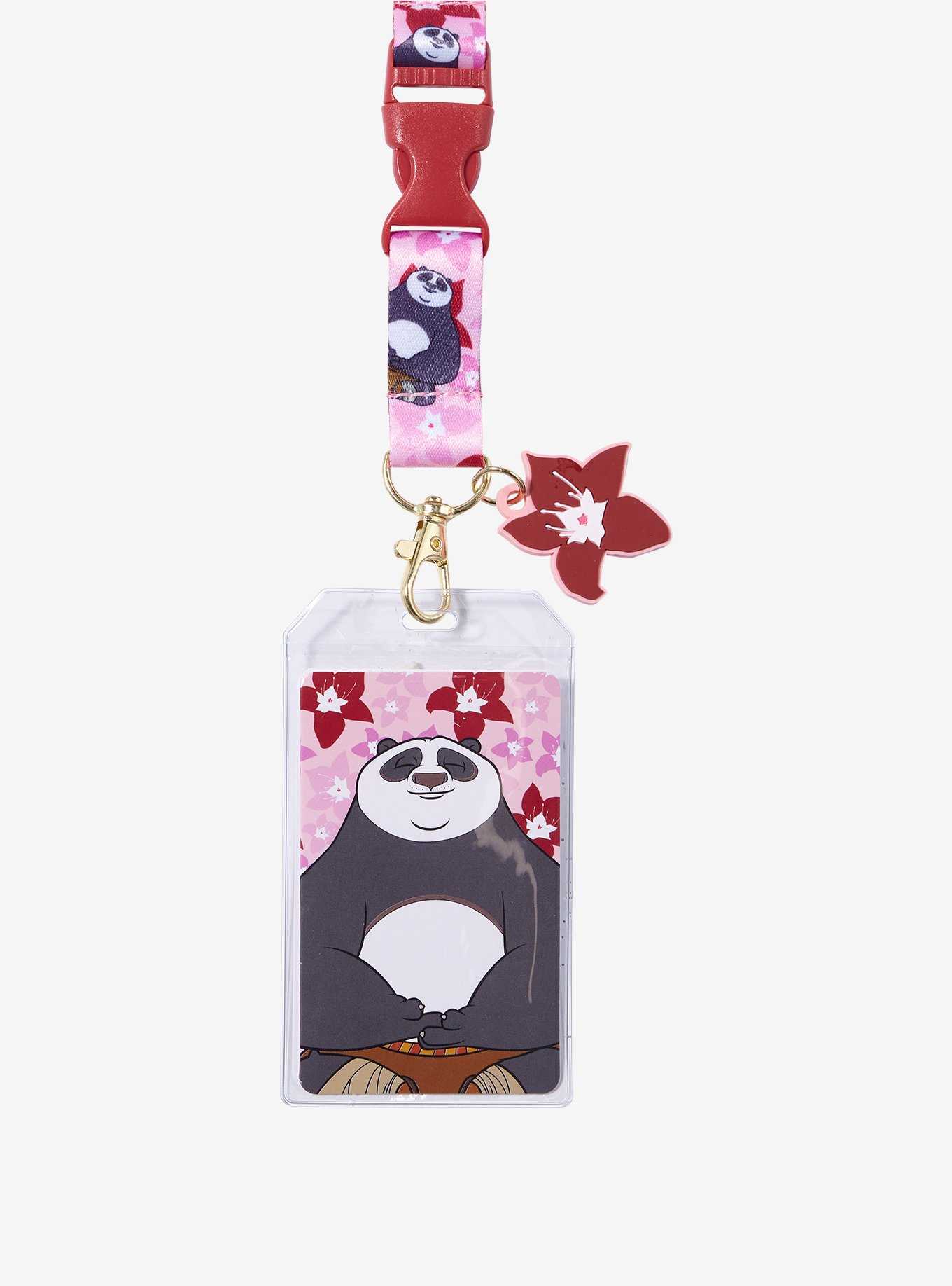 Loungefly Kung Fu Panda Po Cherry Blossom Allover Print Lanyard - BoxLunch Exclusive, , hi-res