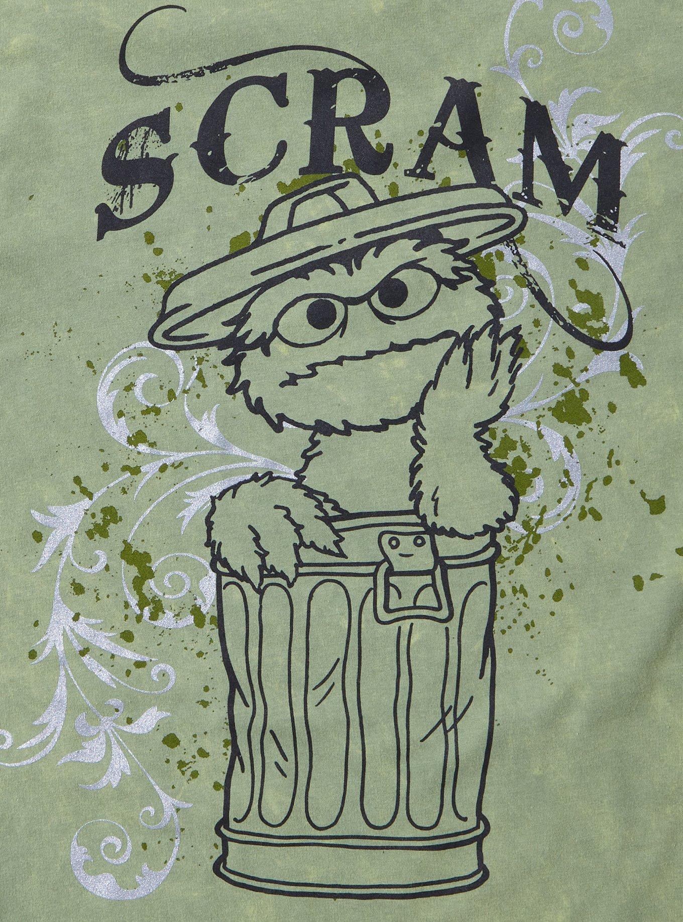 Sesame Street Oscar The Grouch Boyfriend Fit Girls T-Shirt, MULTI, alternate