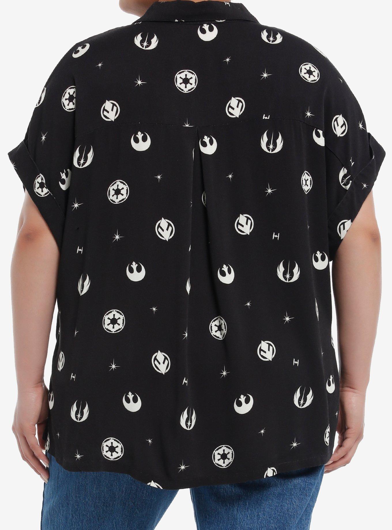 Her Universe Star Wars Icons Dolman Woven Button-Up Plus Size Her Universe Exclusive, MULTI, alternate