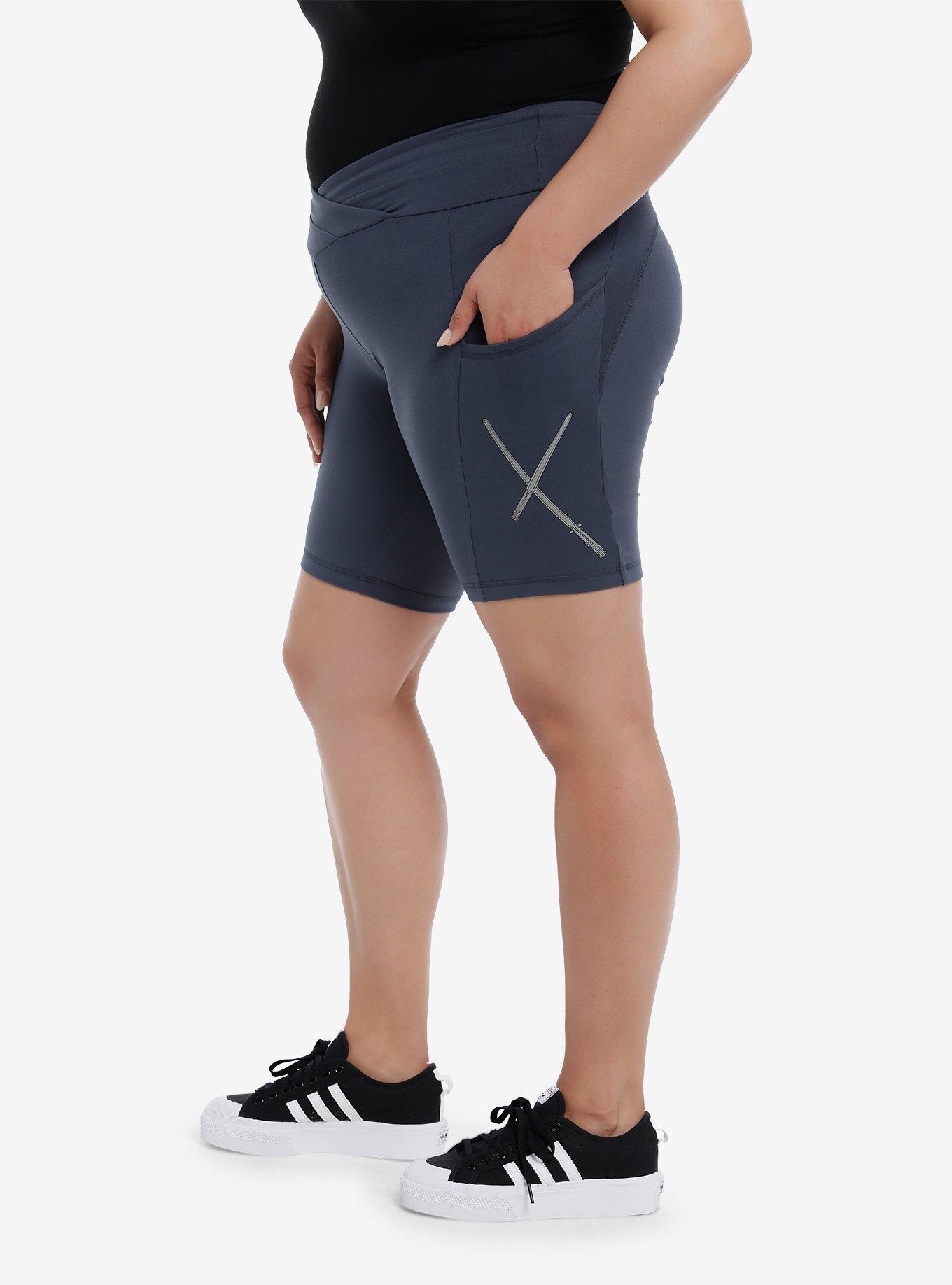 Her Universe Star Wars Ahsoka Tano Lightsabers Bike Shorts Plus Size Her Universe Exclusive, NAVY, alternate