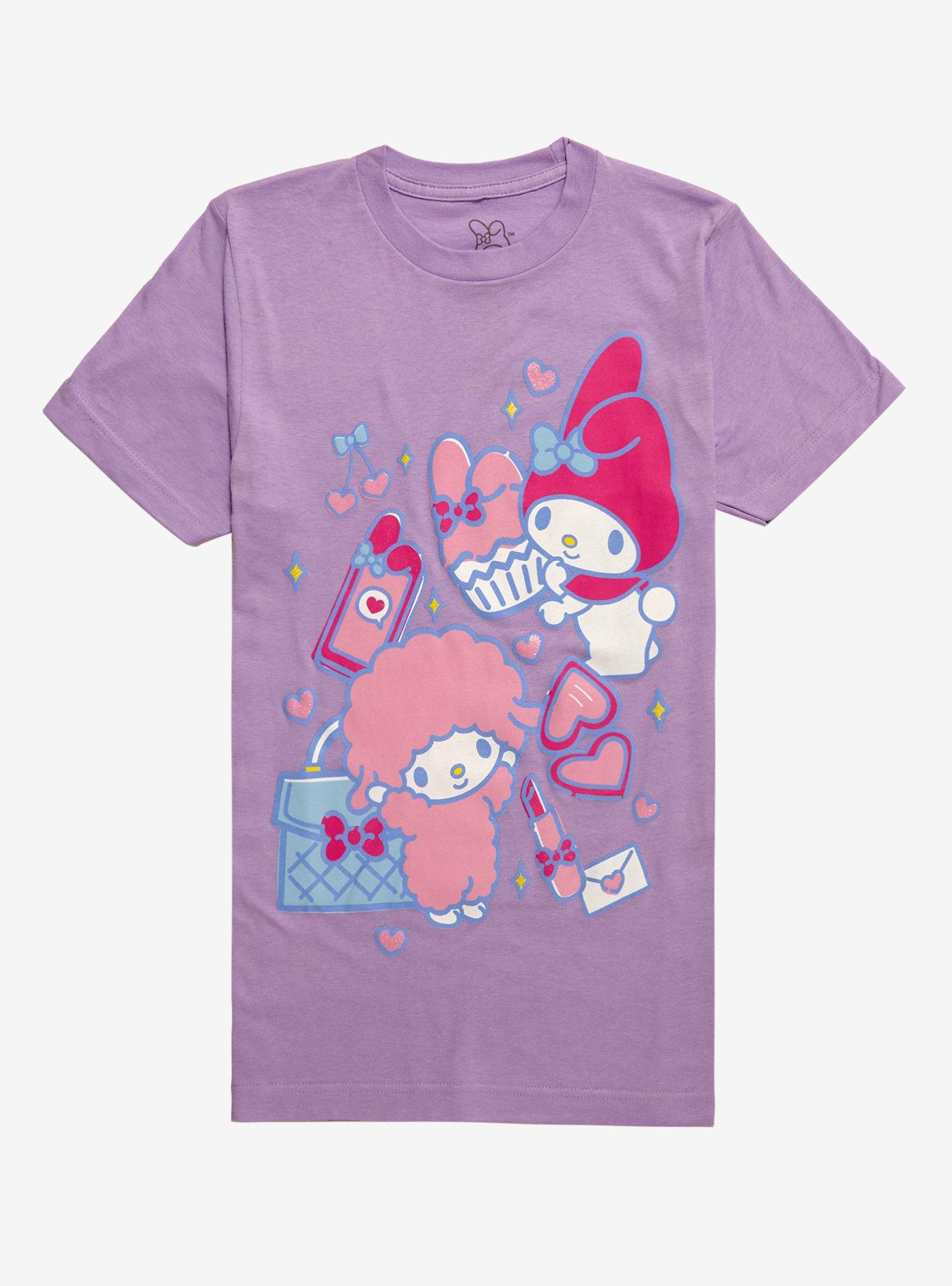 My Melody & My Sweet Piano Glitter Pastel Boyfriend Fit Girls T-Shirt