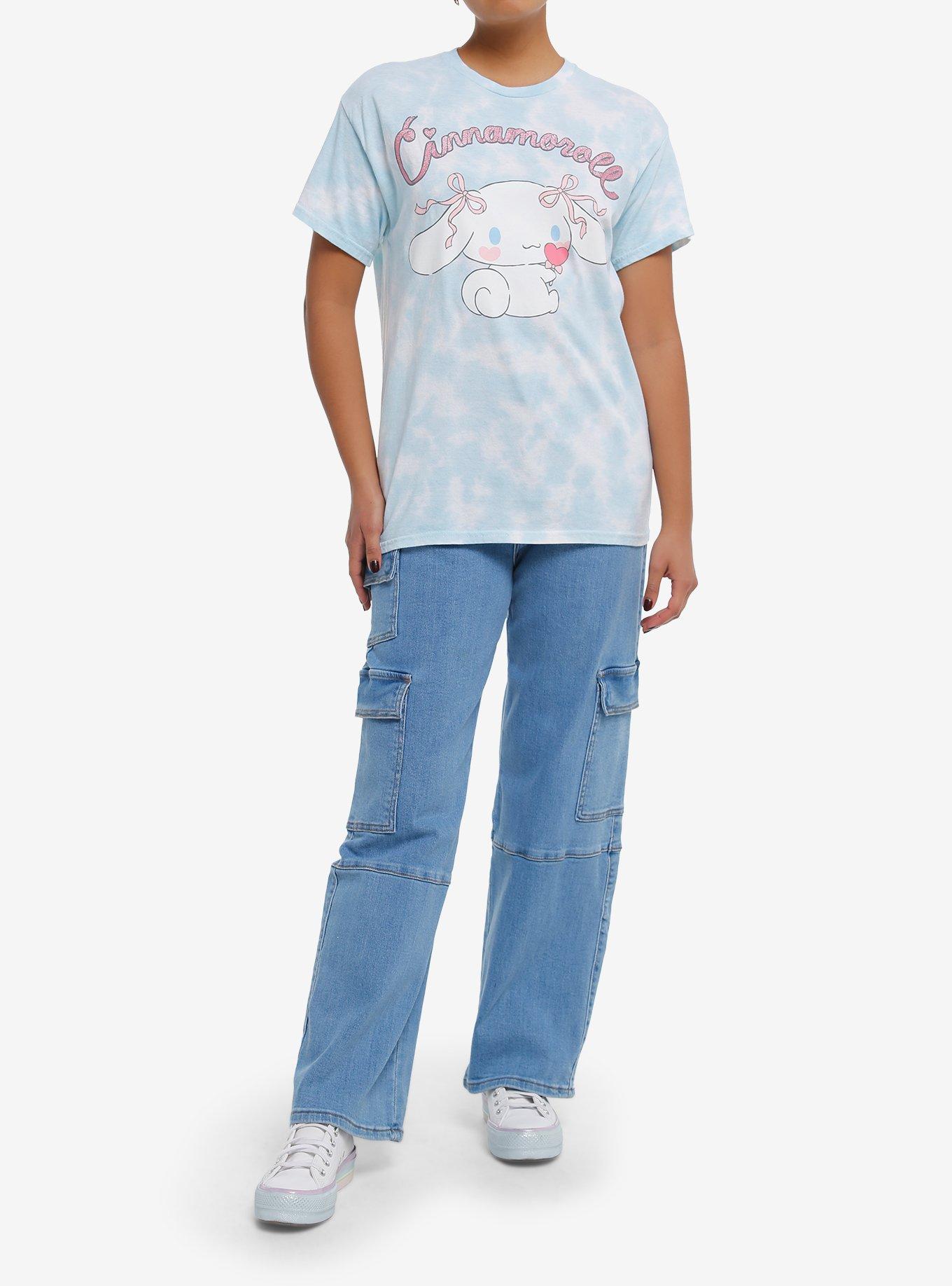 Cinnamoroll Ribbon Glitter Tie-Dye Boyfriend Fit Girls T-Shirt, MULTI, alternate